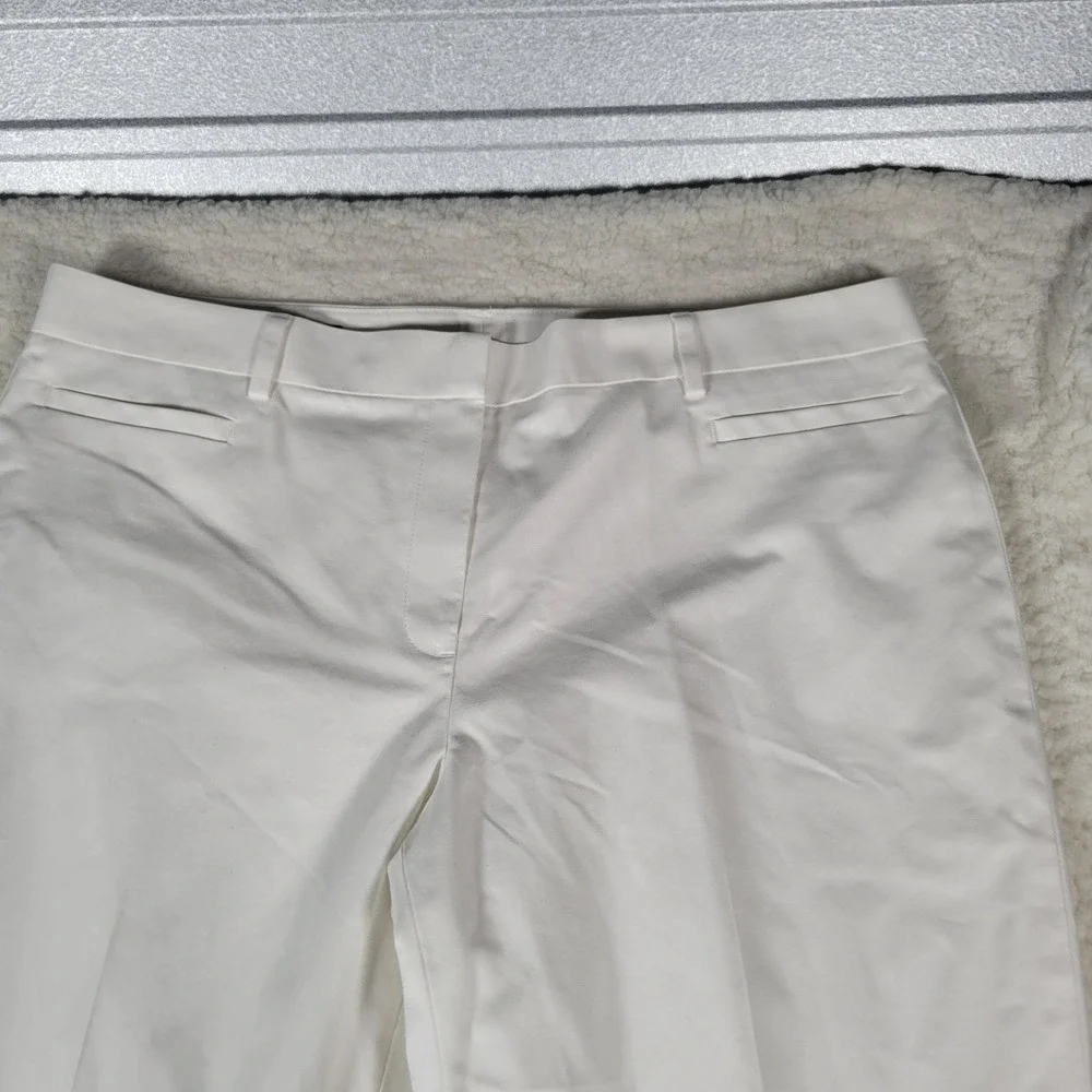 Brooks Brothers 346 Natalie Fit Pants Womens 14 White Cotton Straight Leg Dress
